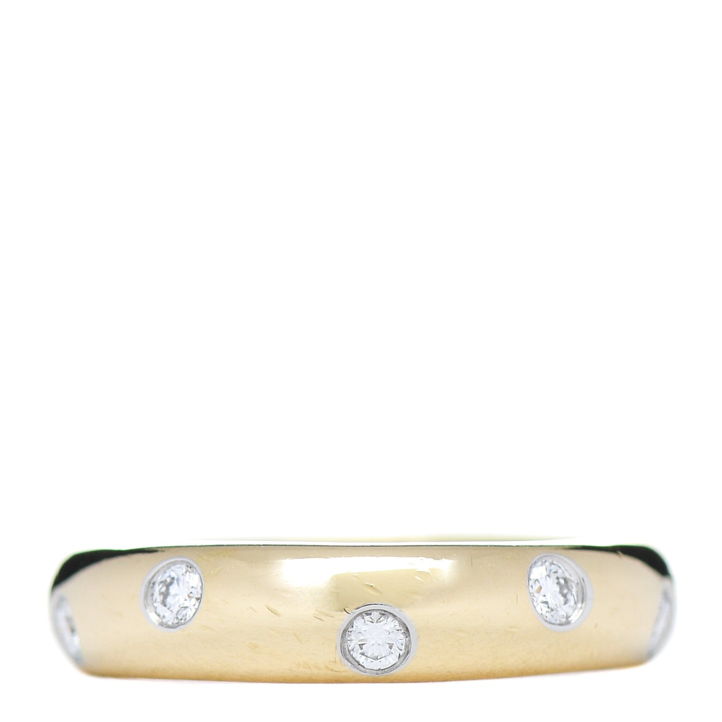 18K Yellow Gold Platinum Diamond 4mm Etoile Band Ring 48 4.5