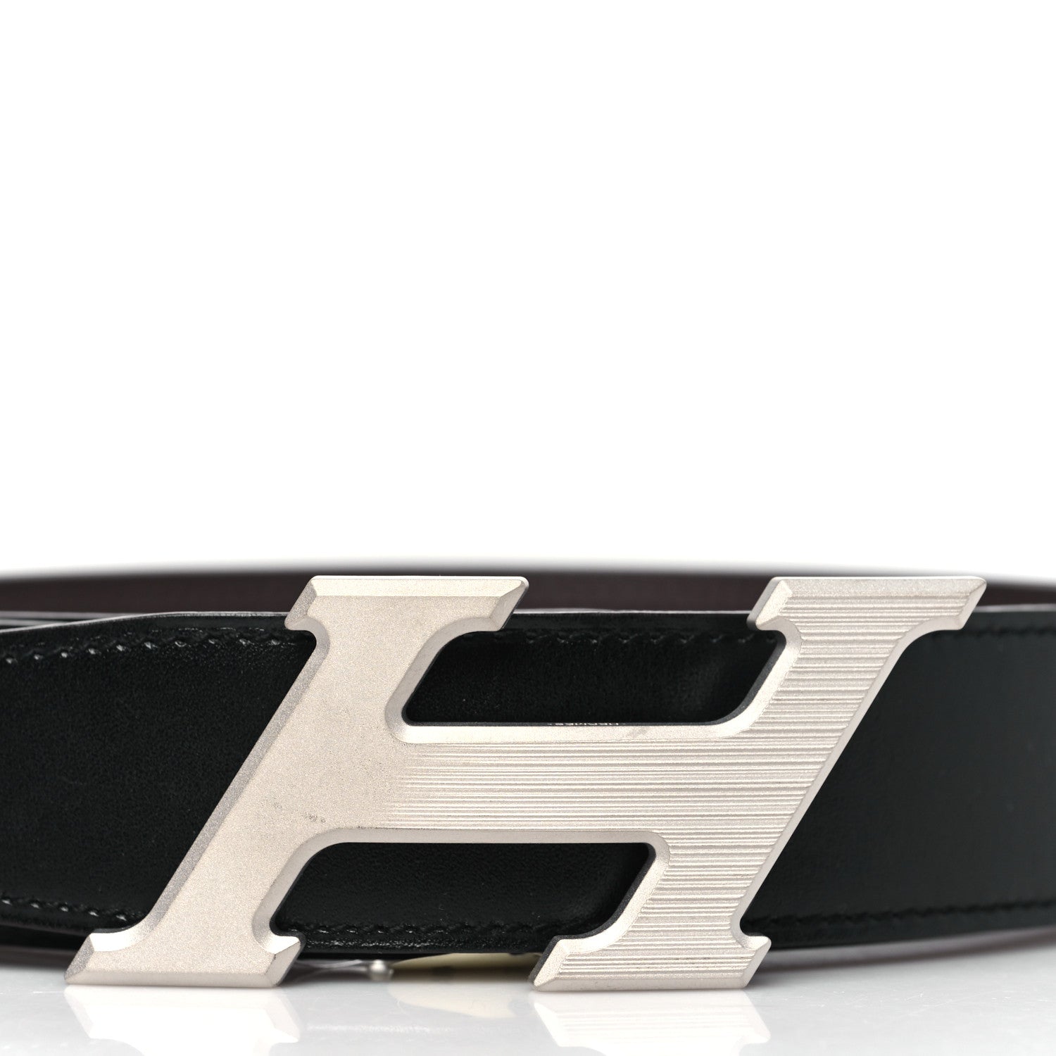 Hermes Box Togo 32mm H Speed Belt 85 34 Black Chocolate Gris Clair 2 of 7