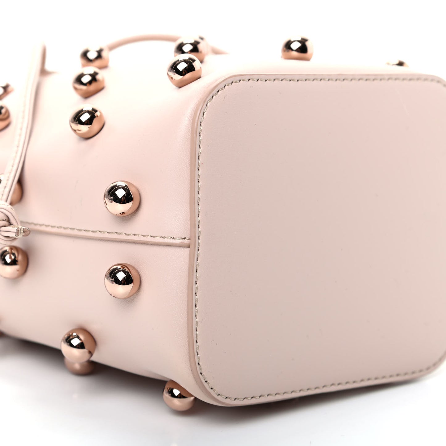 Calfskin Pearl Studded F is Fendi Mini Mon Tresor Bucket Bag Soap