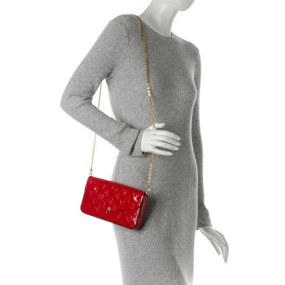 Louis Vuitton Vernis Felicie Pochette Chain Wallet Cherry 2 of 7