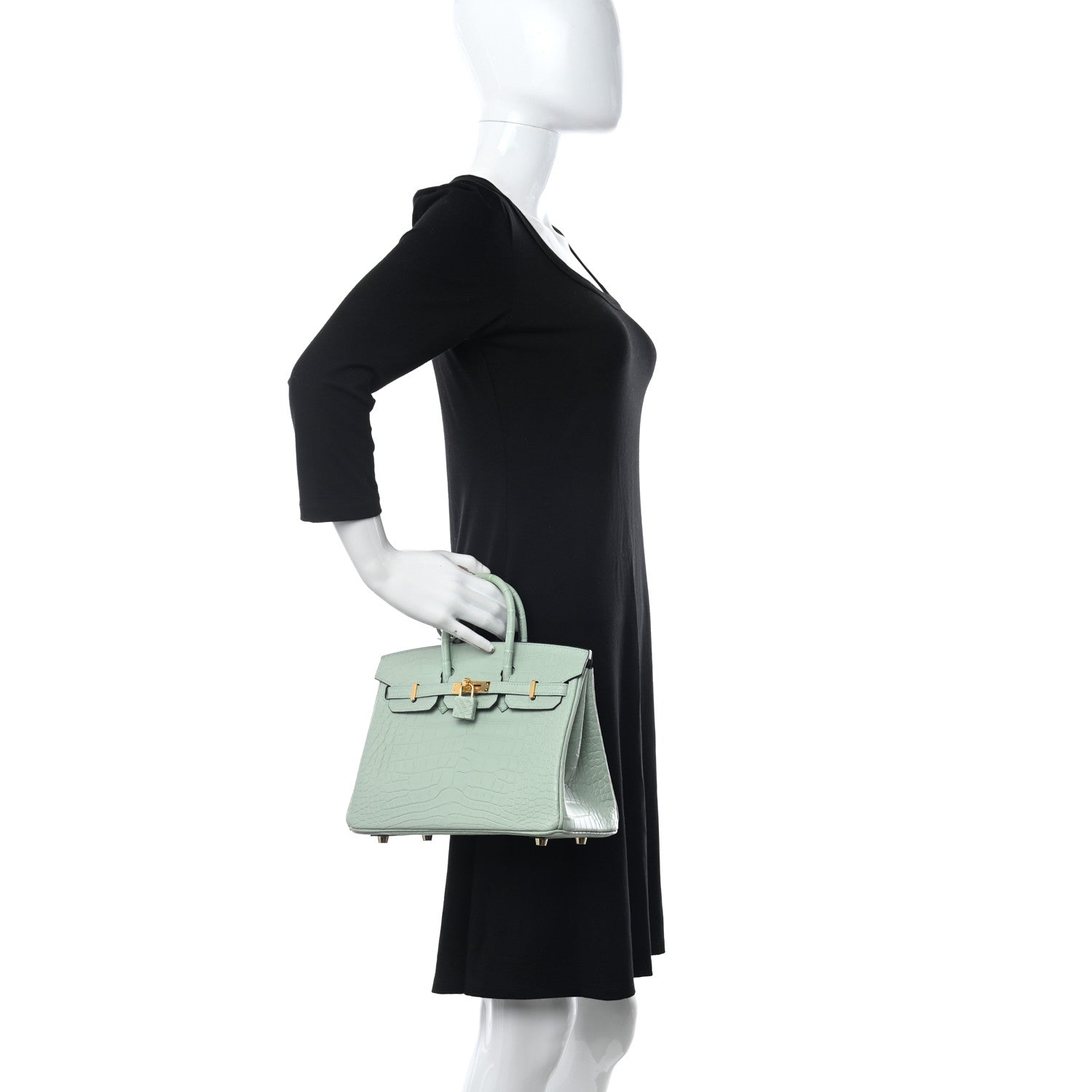 Hermes Matte Alligator Birkin 25 Vert D'eau 2 of 12