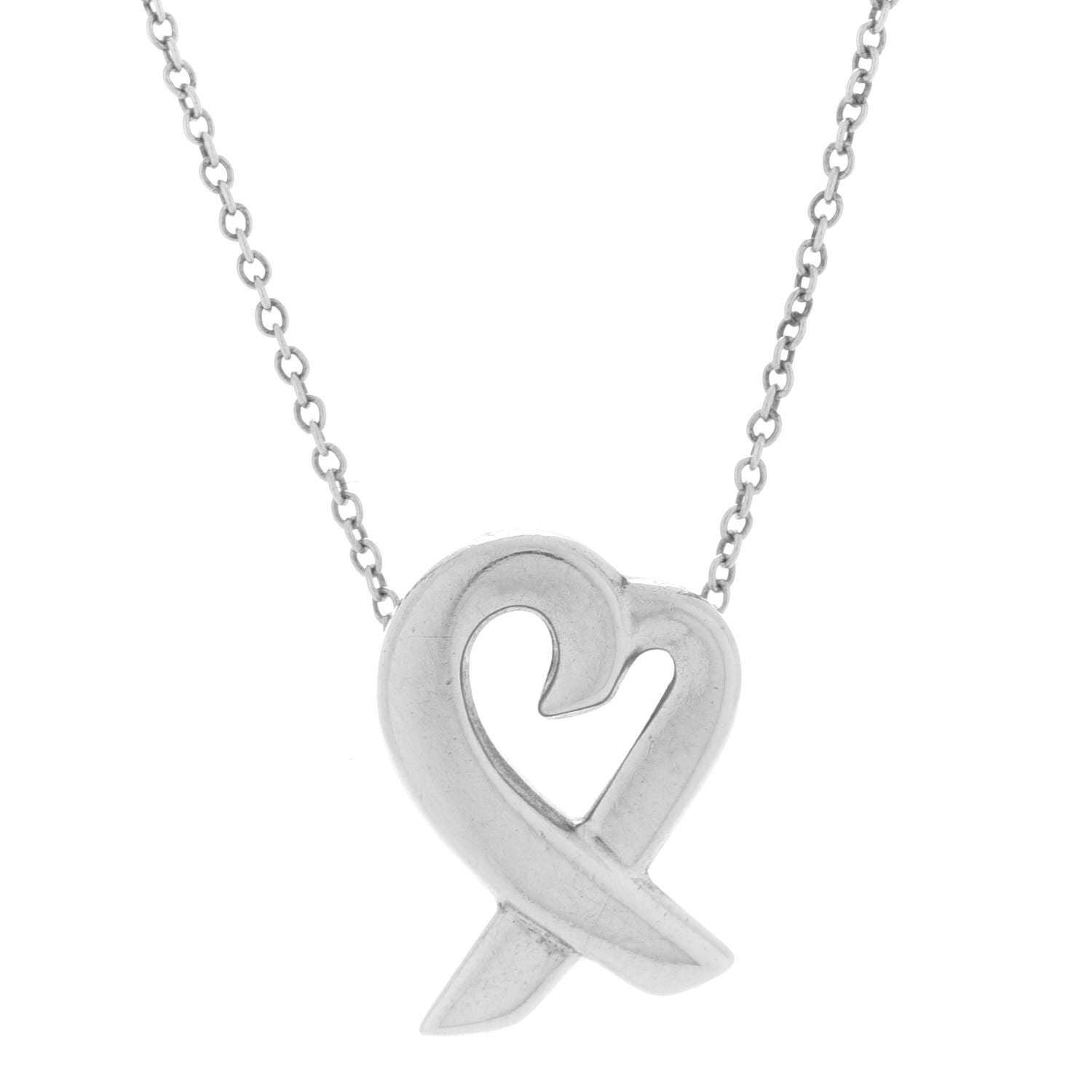 Tiffany Sterling Silver Small Paloma Picasso Loving Heart Pendant Necklace 4 of 7