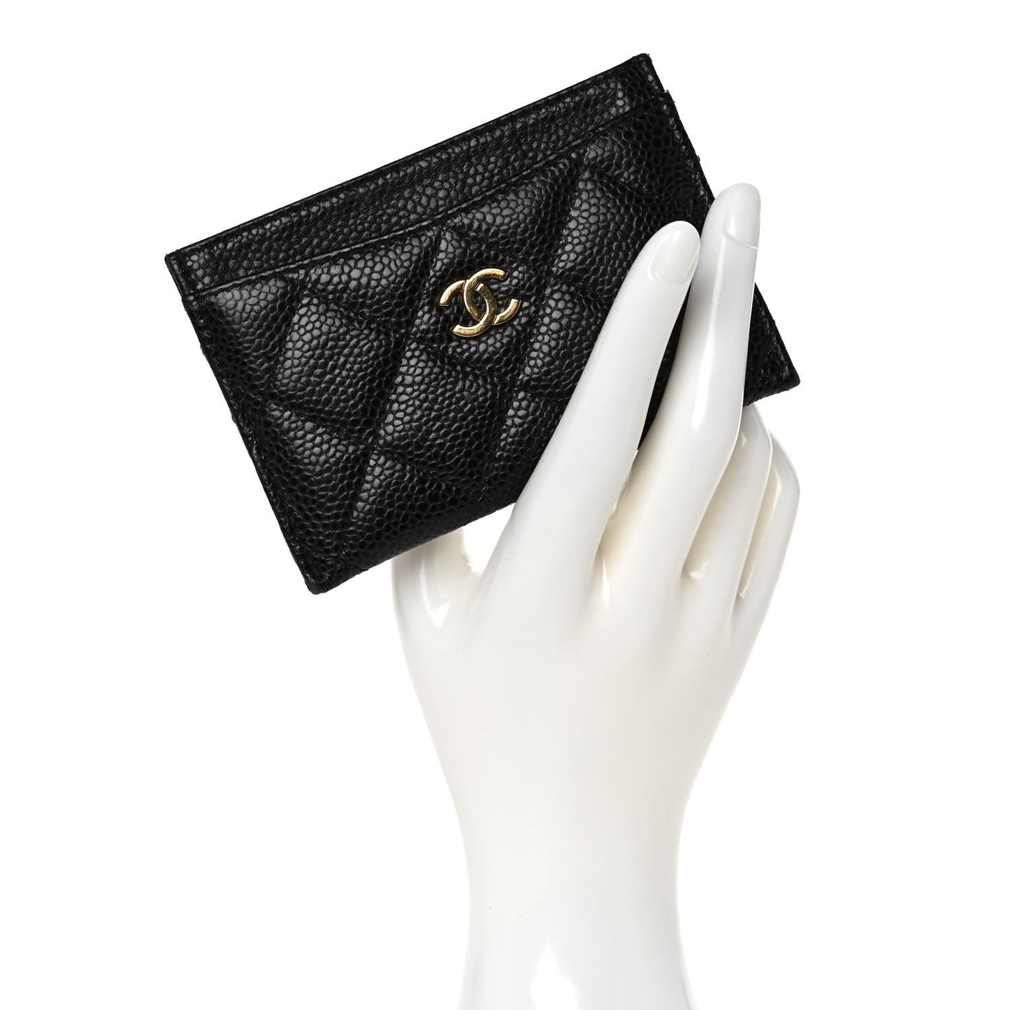 Caviar Quilted Card Holder Black
