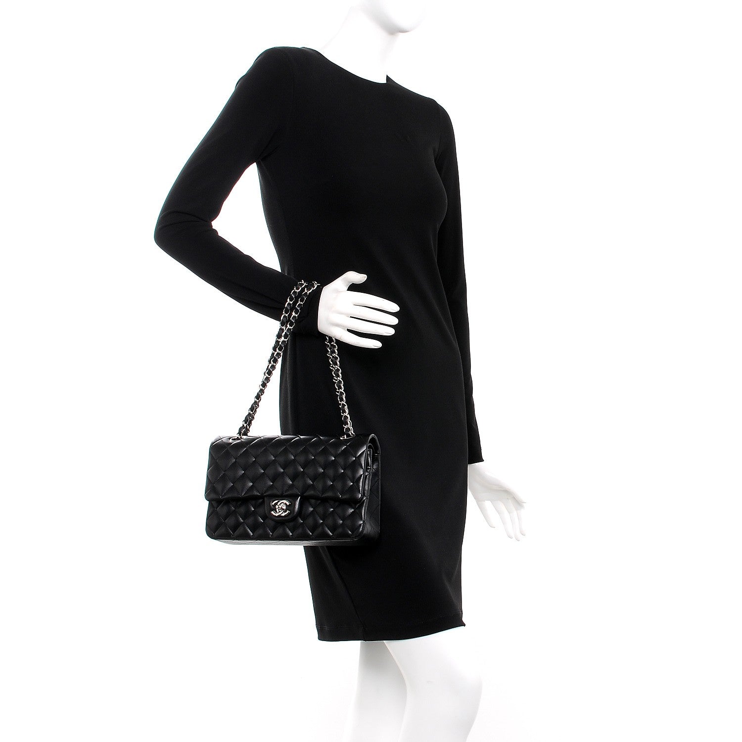 Chanel Lambskin Quilted Medium Double Flap Black 3 of 9