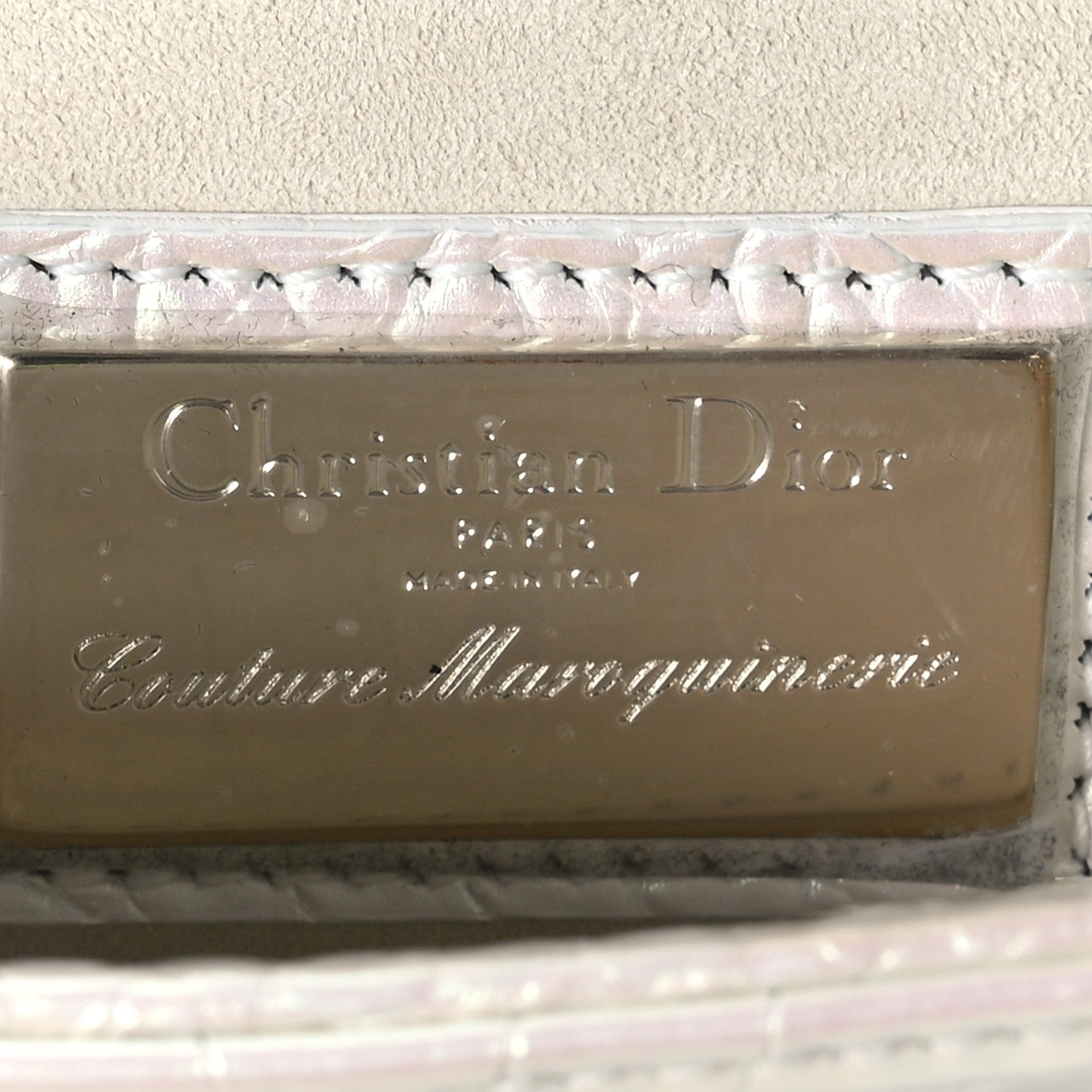 Christian Dior Metallic Alligator Mini Lady Dior White 6 of 11