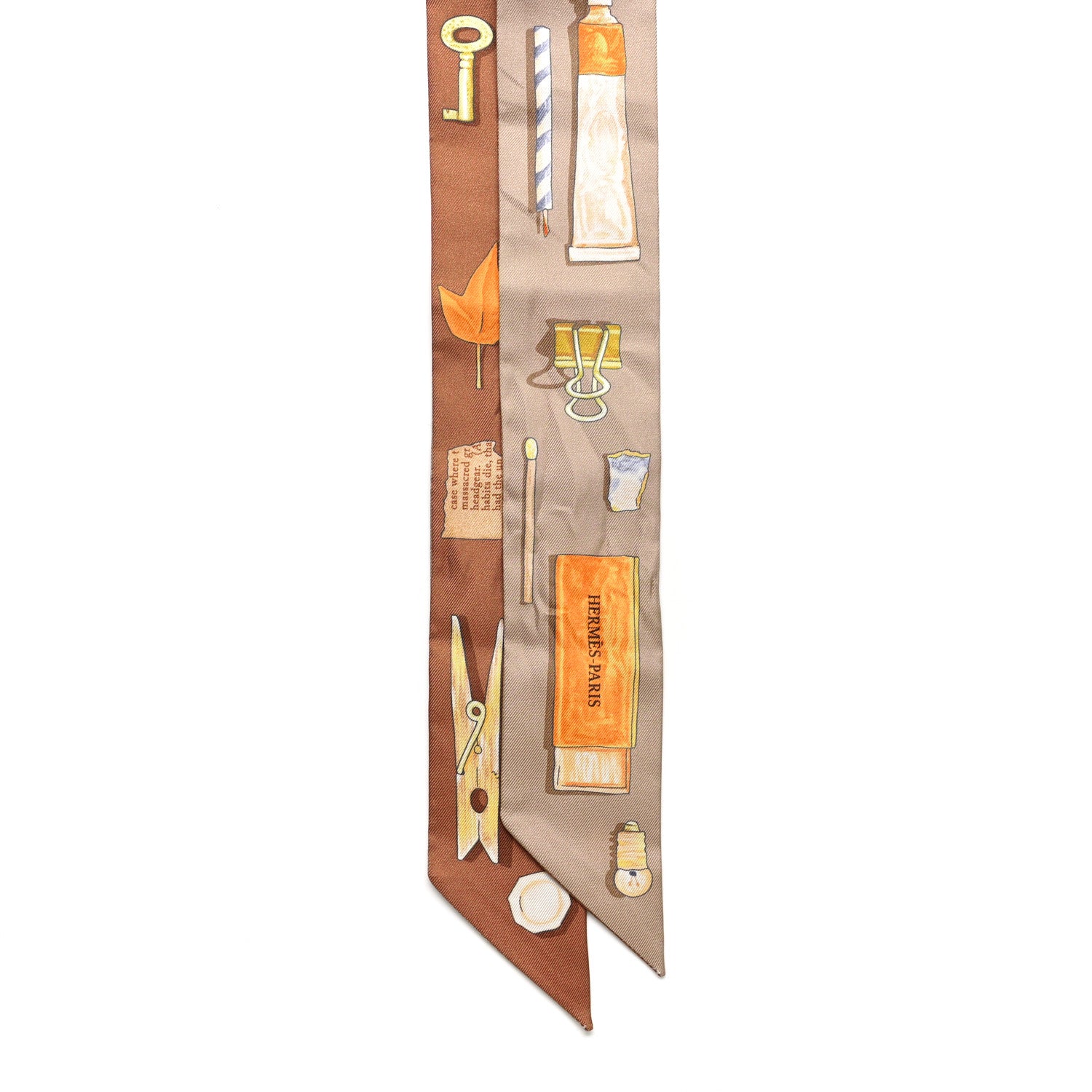 Hermes Silk In The Pocket Twilly Beige Orange Sable 2 of 4