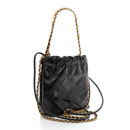 Chanel Shiny Crumpled Calfskin Quilted Pearl Mini Chanel 22 Black 3 of 11