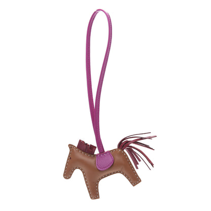 Hermes Milo Lambskin Grigri Rodeo Horse Bag Charm PM Sesame Grenat Rose Poupre 1 of 4