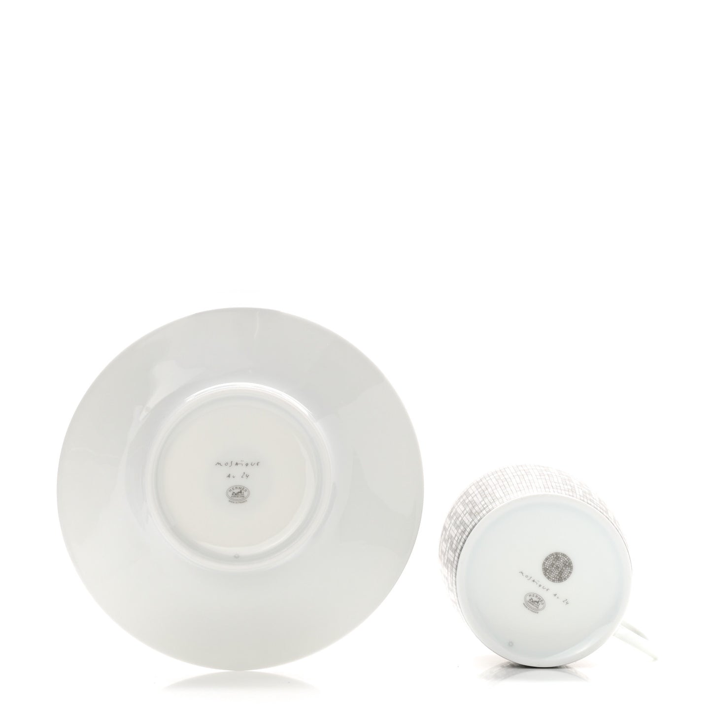 Porcelain Mosaique Au 24 Platine Tea Cup And Saucer Set Of 2 Platinum