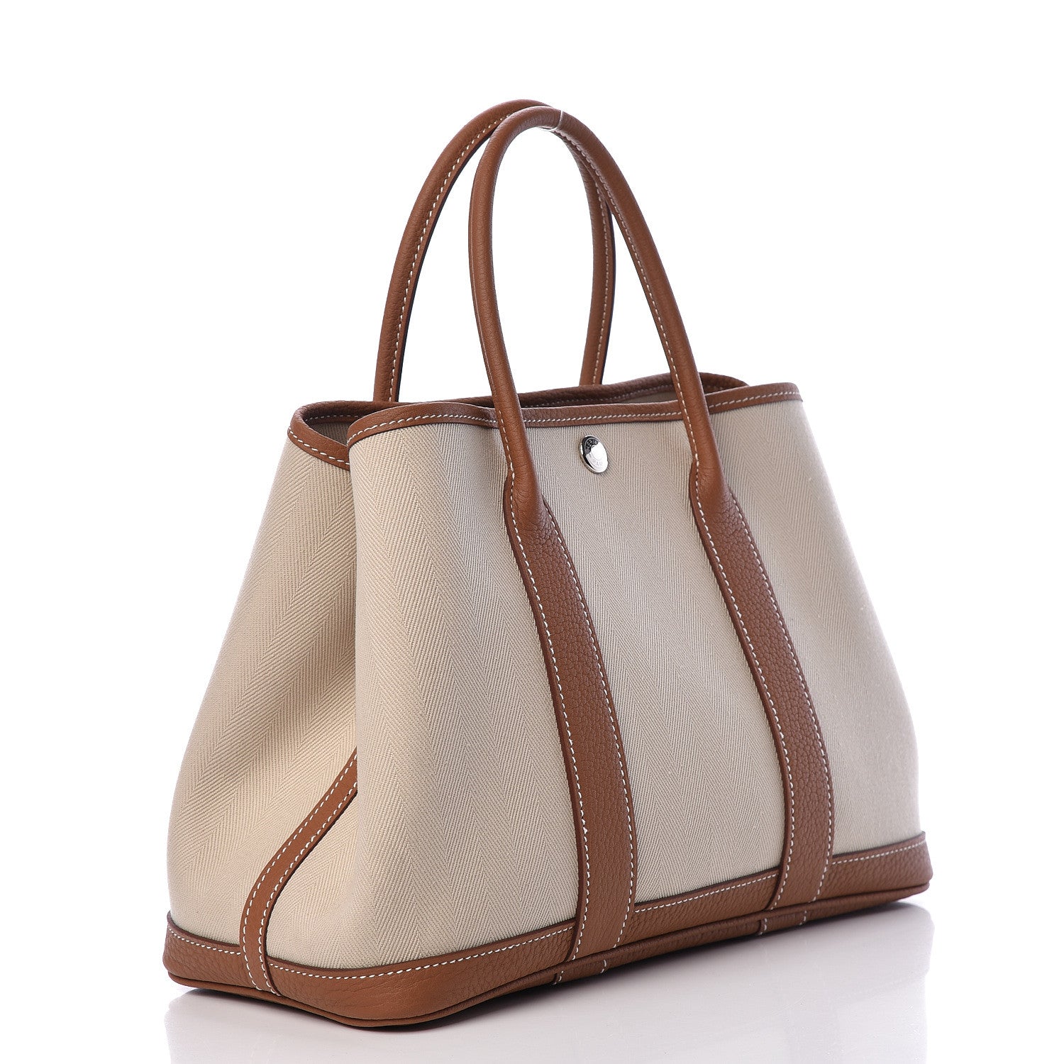 Hermes Grand Chevron Weave Negonda Garden Party 30 TPM Tote Craie Gold 3 of 11