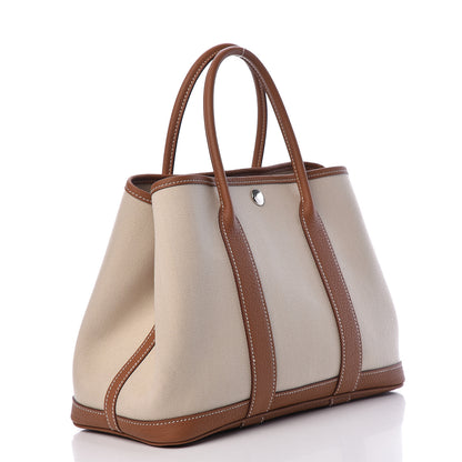Hermes Grand Chevron Weave Negonda Garden Party 30 TPM Tote Craie Gold 3 of 11