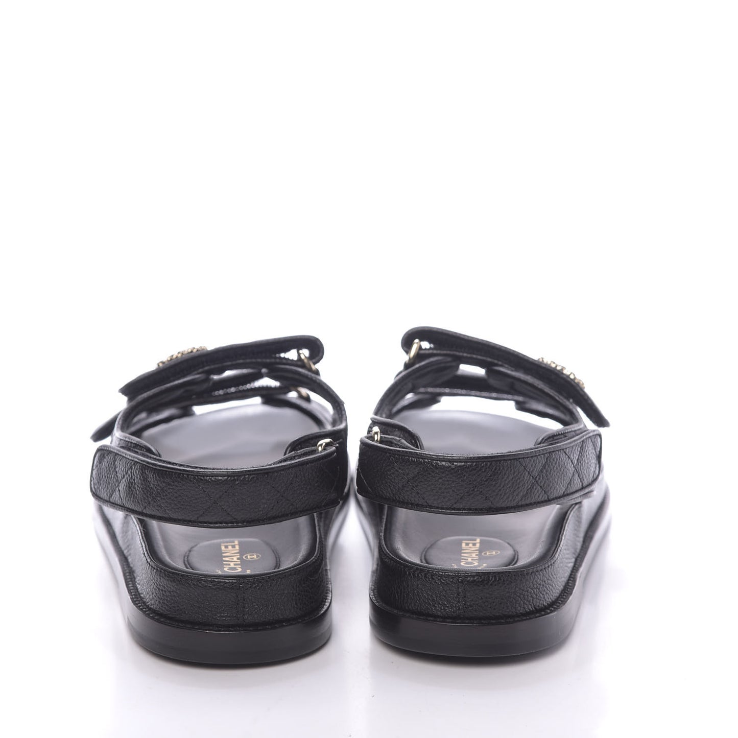 Grained Calfskin Velcro Dad Sandals 39.5 Black