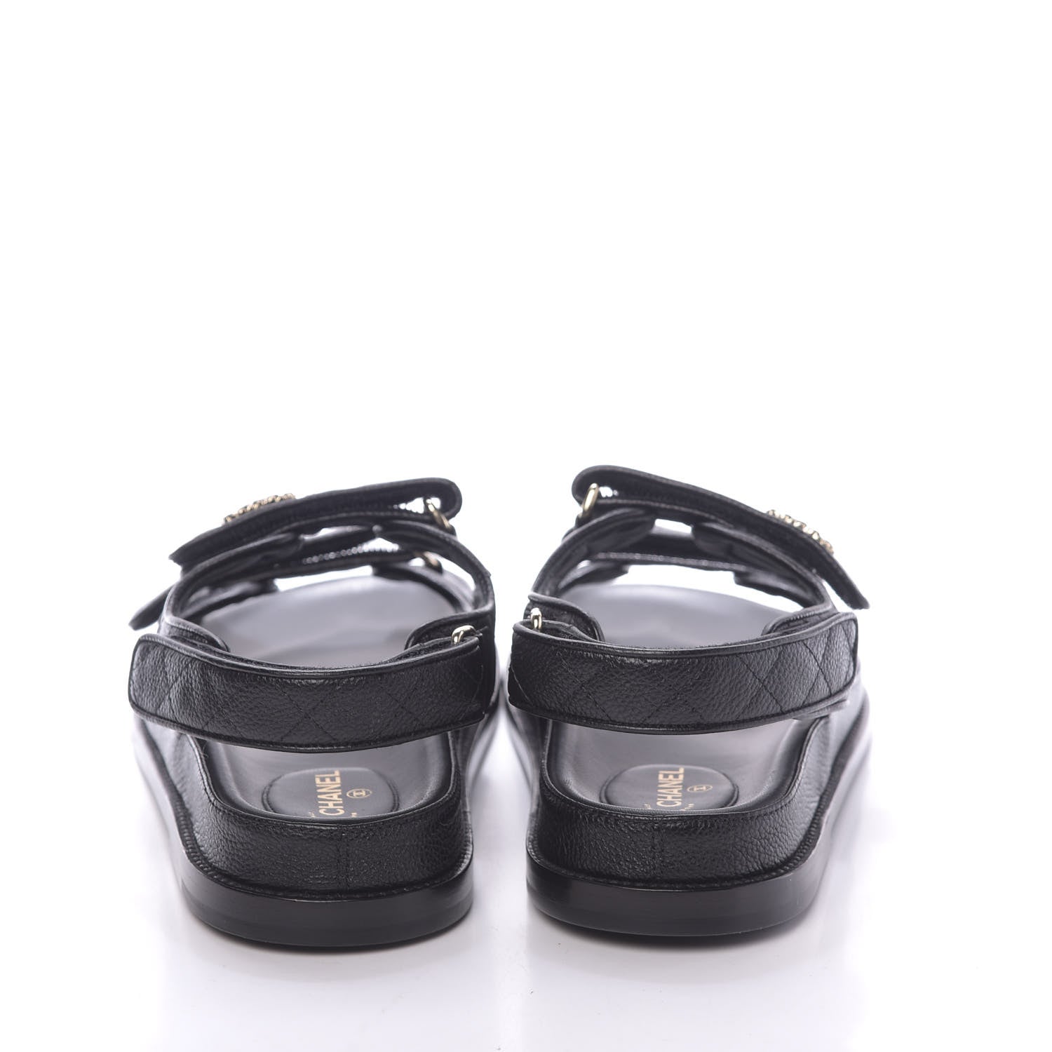 Chanel Grained Calfskin Velcro Dad Sandals 39.5 Black 6 of 13
