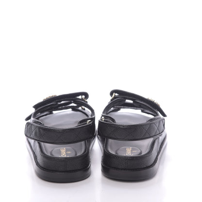 Chanel Grained Calfskin Velcro Dad Sandals 39.5 Black 6 of 13