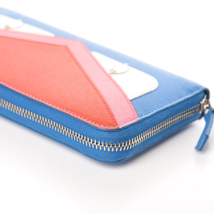 Fendi Vitello Elite Crystal Eye Monster Zip Around Wallet Royal Blue Papavero Multicolor 8 of 10