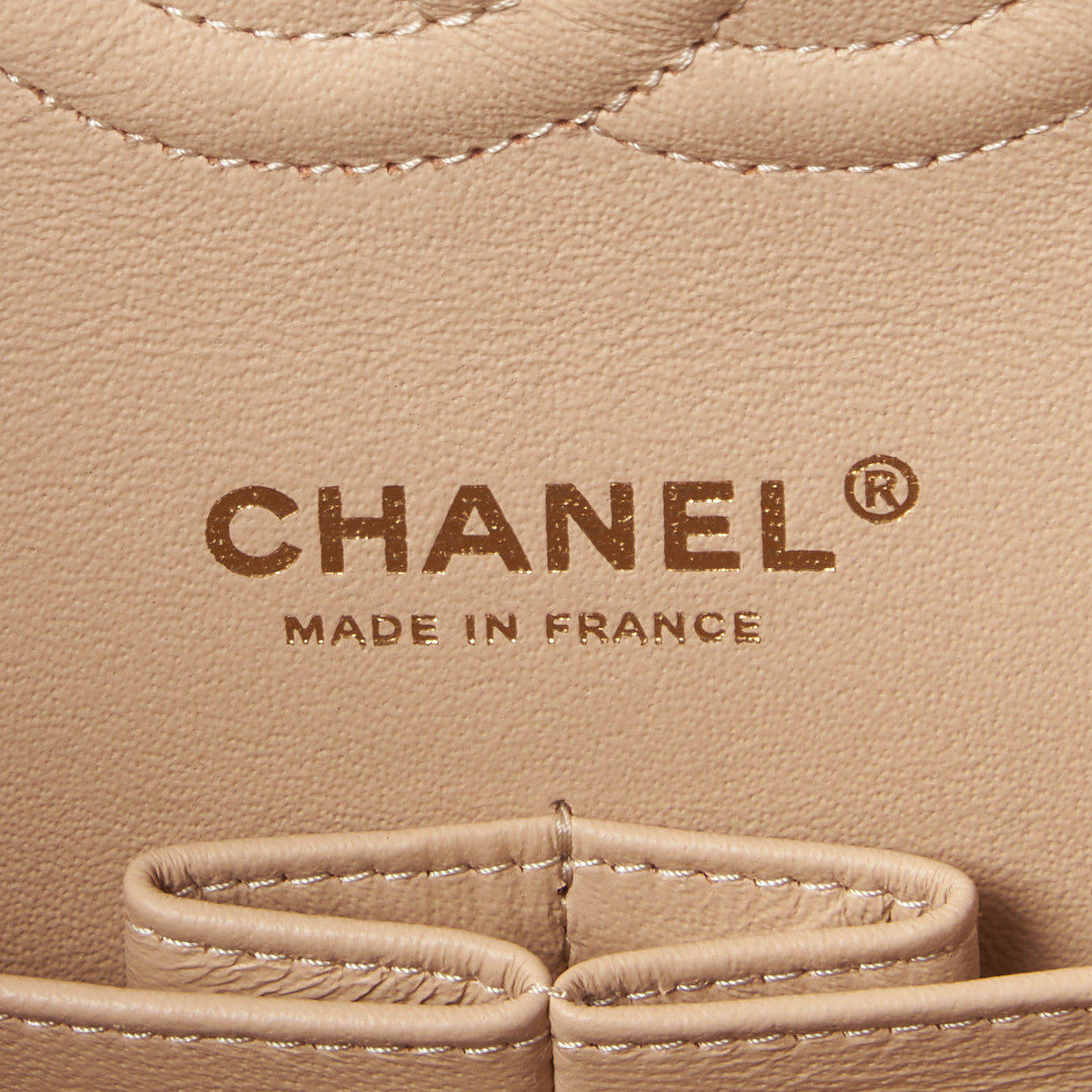 Caviar Quilted Medium Double Flap Beige