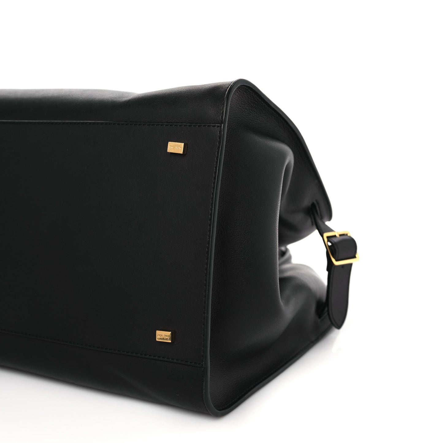 THE ROW Polished Saddle Calfskin Soft Margaux 15 Black