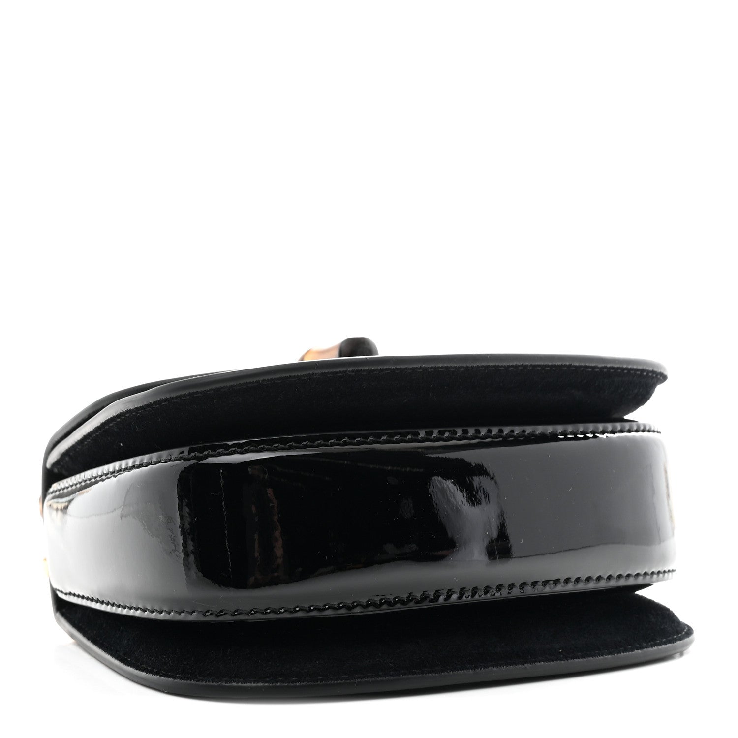 Gucci Patent Crystal Mini Bamboo 1947 Top Handle Chain Bag Black 4 of 10
