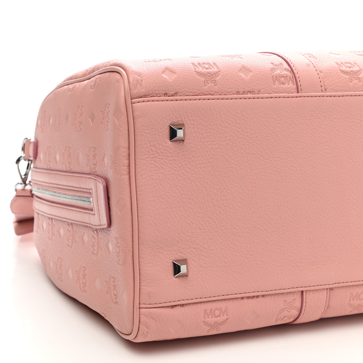 MCM Calfskin Ottomar Monogram Duffle Bag Pink 8 of 9