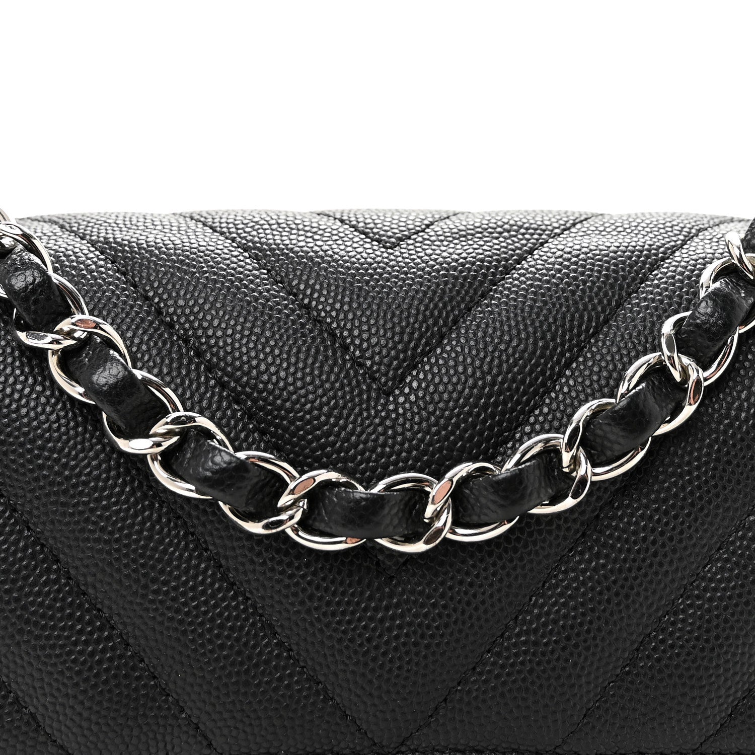 Chanel Caviar Chevron Quilted Mini Rectangular Flap Black 8 of 10