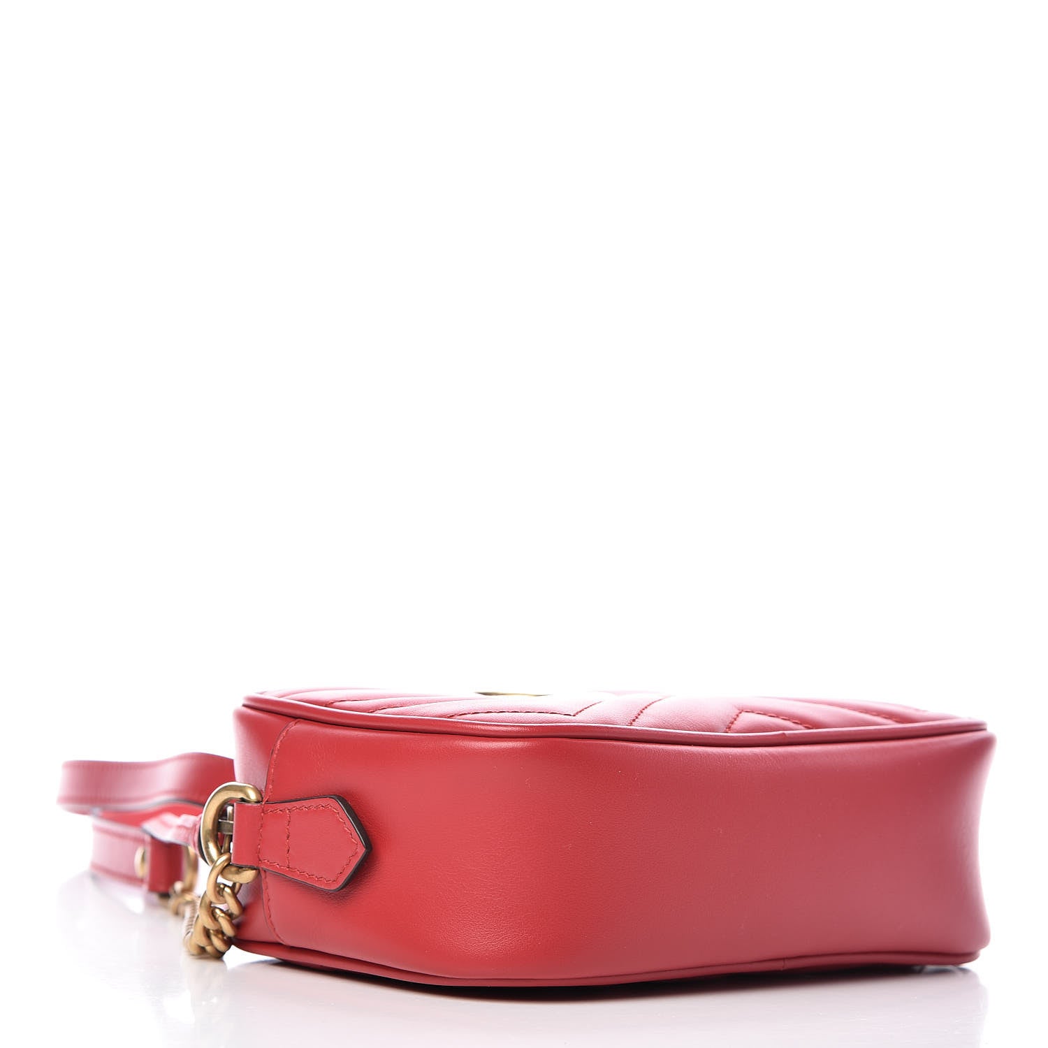 Gucci Calfskin Matelasse Mini GG Marmont Chain Shoulder Bag Hibiscus Red 4 of 8