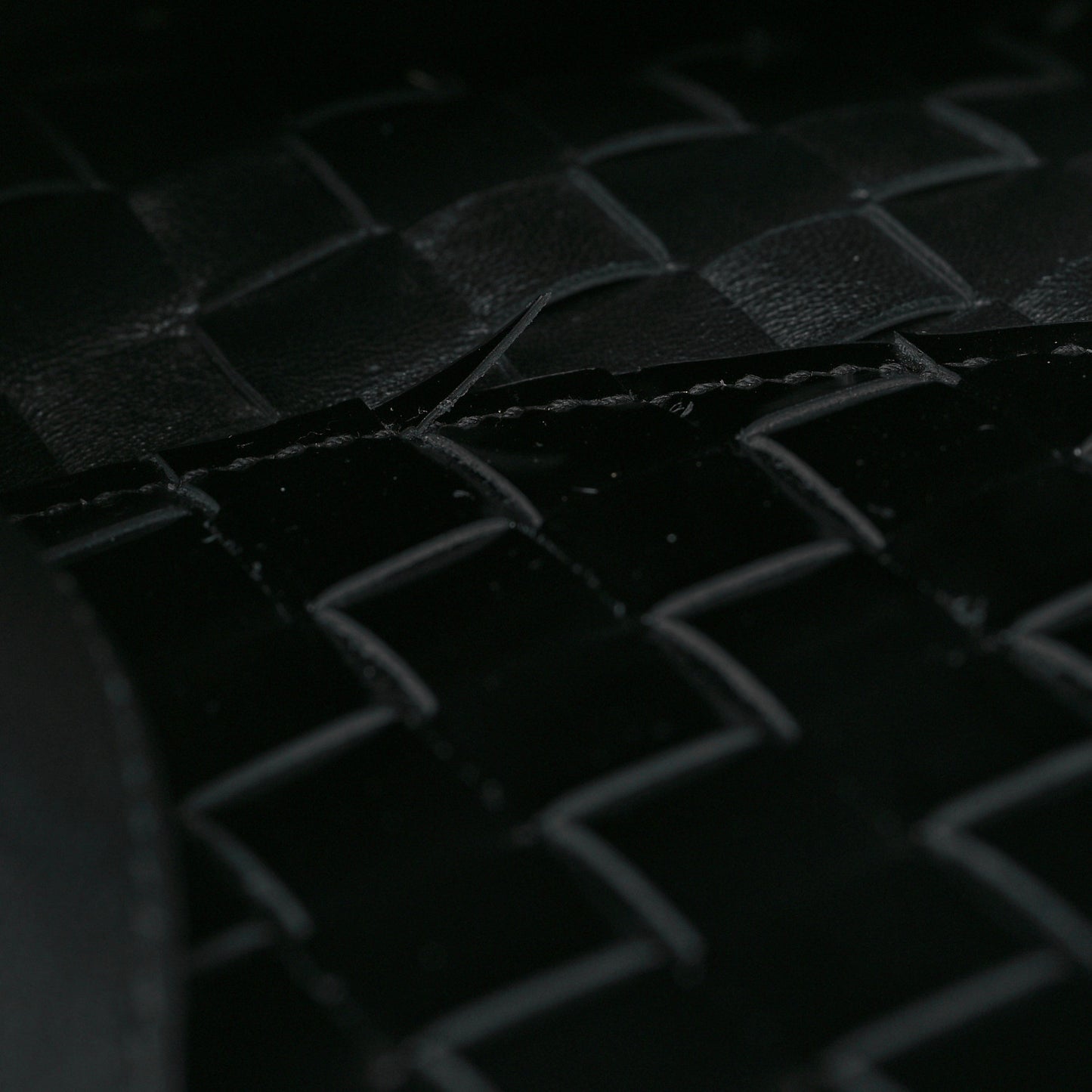 Patent Intrecciato Shoulder Bag Black