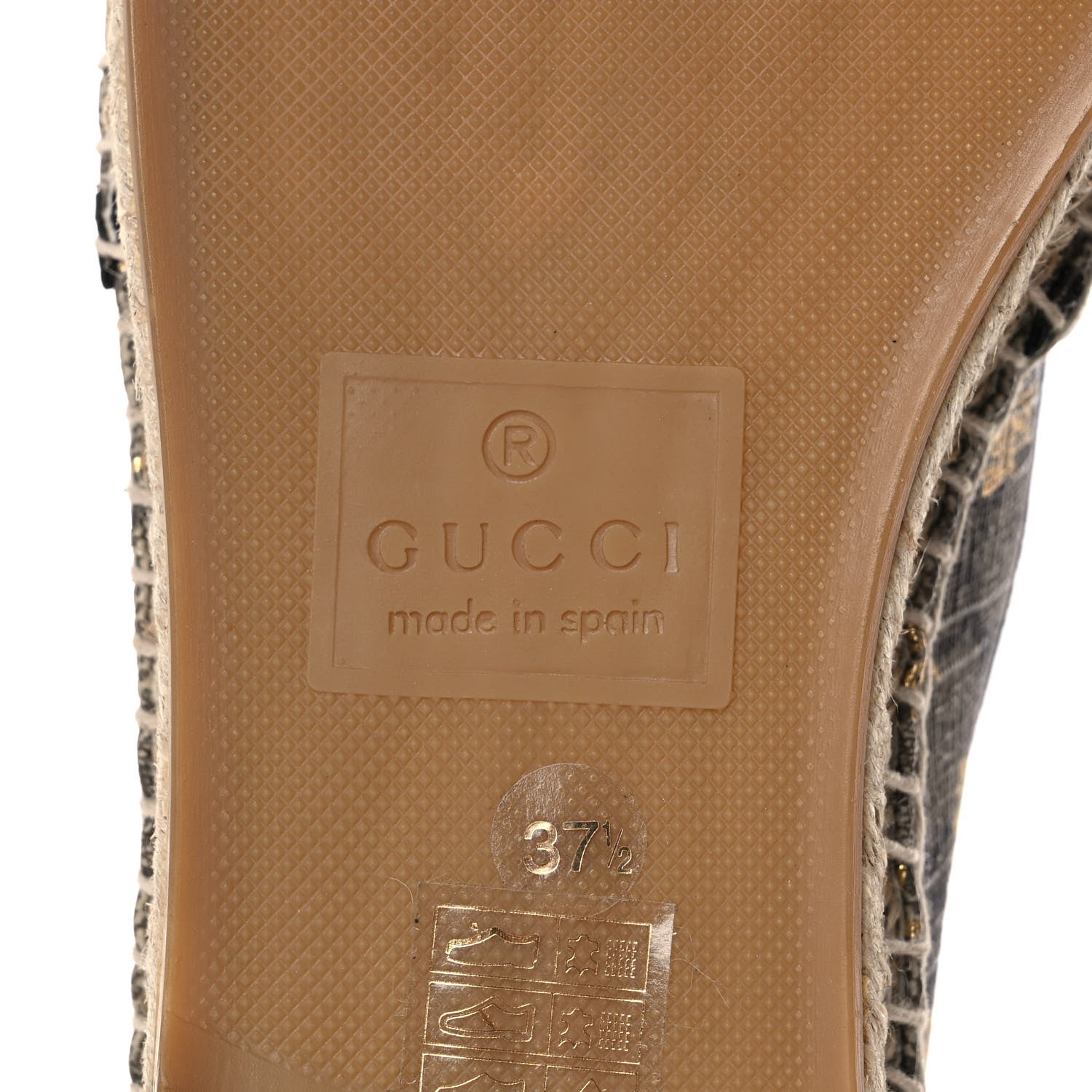 Gucci GG Supreme Monogram Bees Espadrille Flats 37.5 Beige Ebony Oro Black 6 of 10