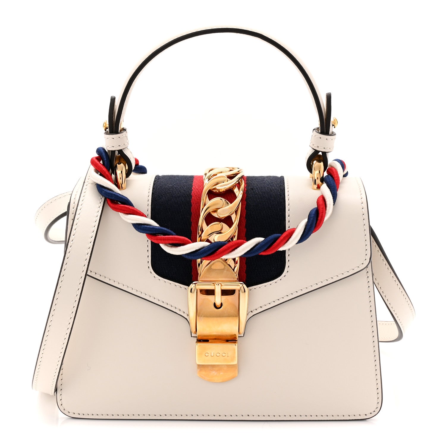 Gucci Calfskin Mini Sylvie Top Handle Bag White 1 of 10