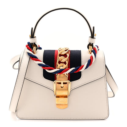 Gucci Calfskin Mini Sylvie Top Handle Bag White 1 of 10
