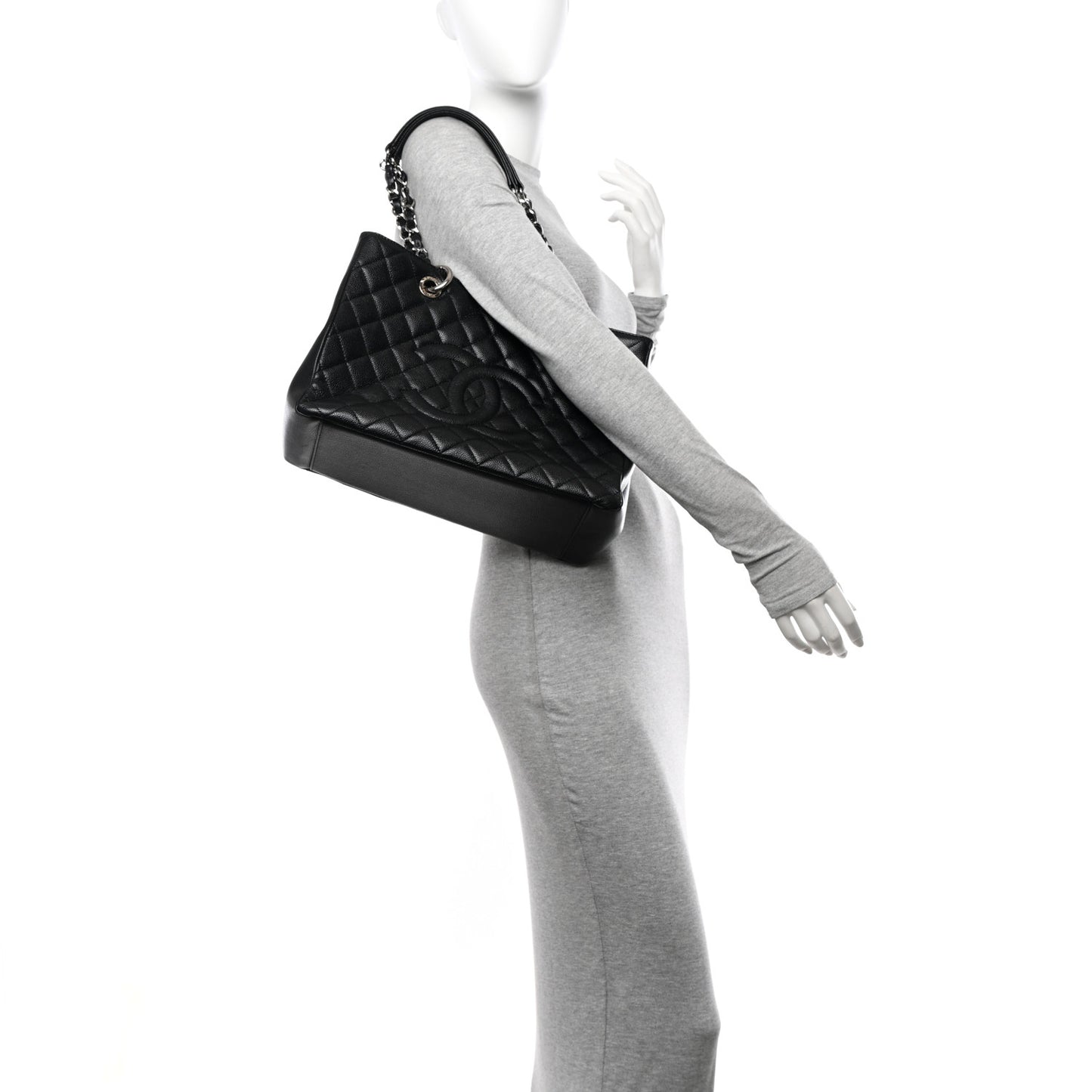 Caviar Quilted Grand Shopping Tote GST Black