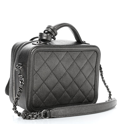 Chanel Caviar Quilted Small CC Filigree Vanity Case Dark Silver 3 of 9