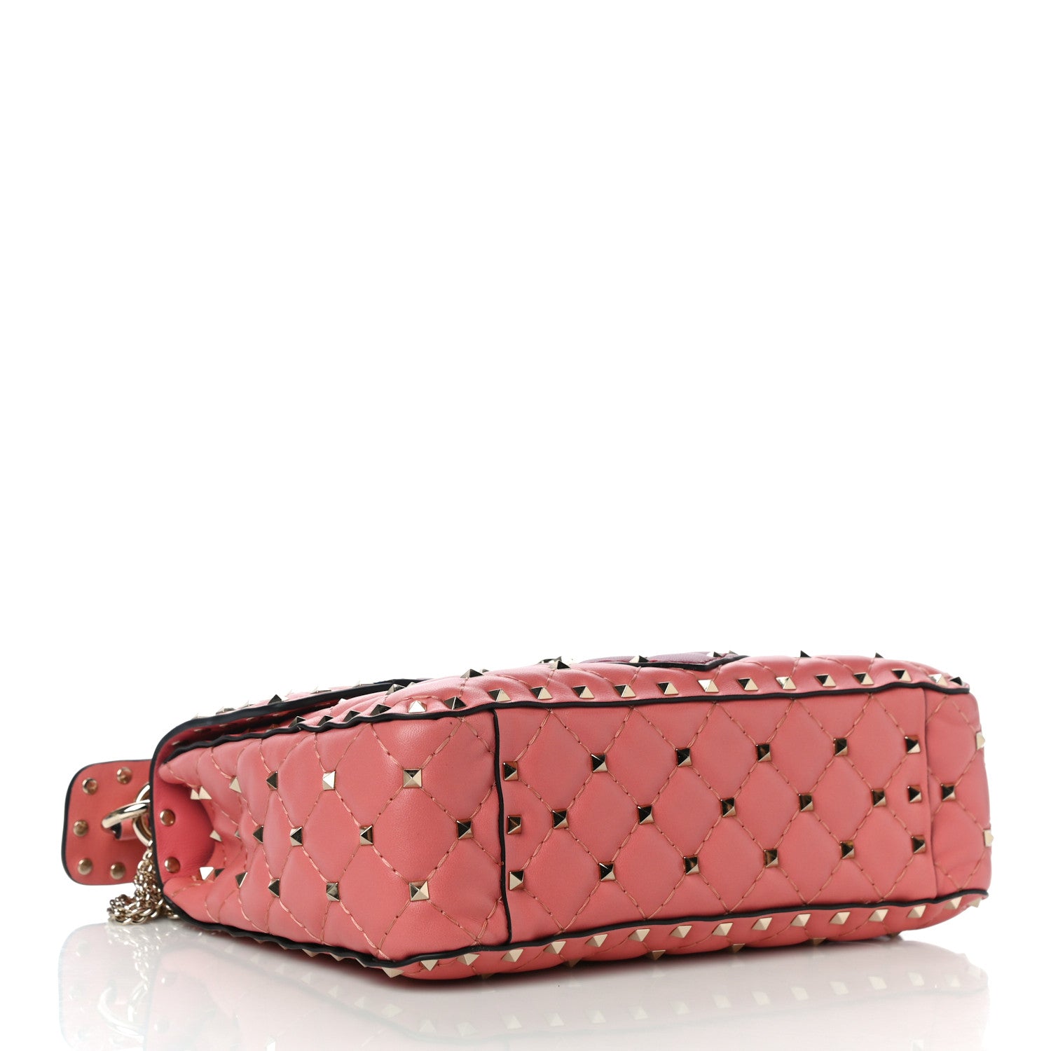 Valentino Garavani Nappa Quilted Heart Medium Rockstud Spike Shoulder Bag Paradise Rose Red 3 of 8
