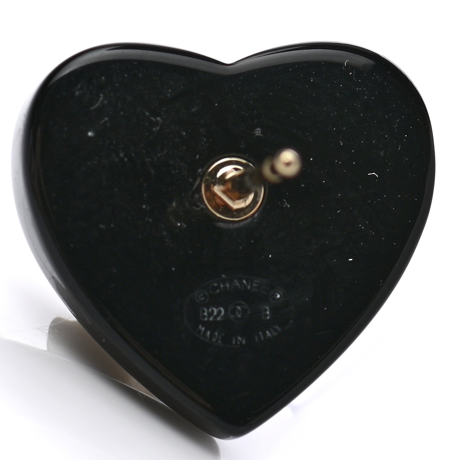Chanel Resin Crystal CC Heart Earrings Black Gold 4 of 5