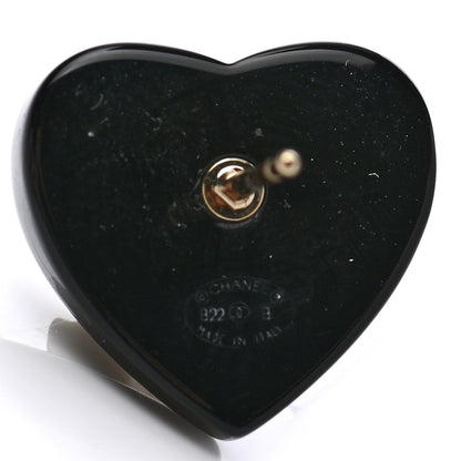 Chanel Resin Crystal CC Heart Earrings Black Gold 4 of 5