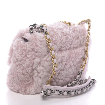 Chanel Shearling Sheepskin Medium 19 Flap Light Pink 3 of 11