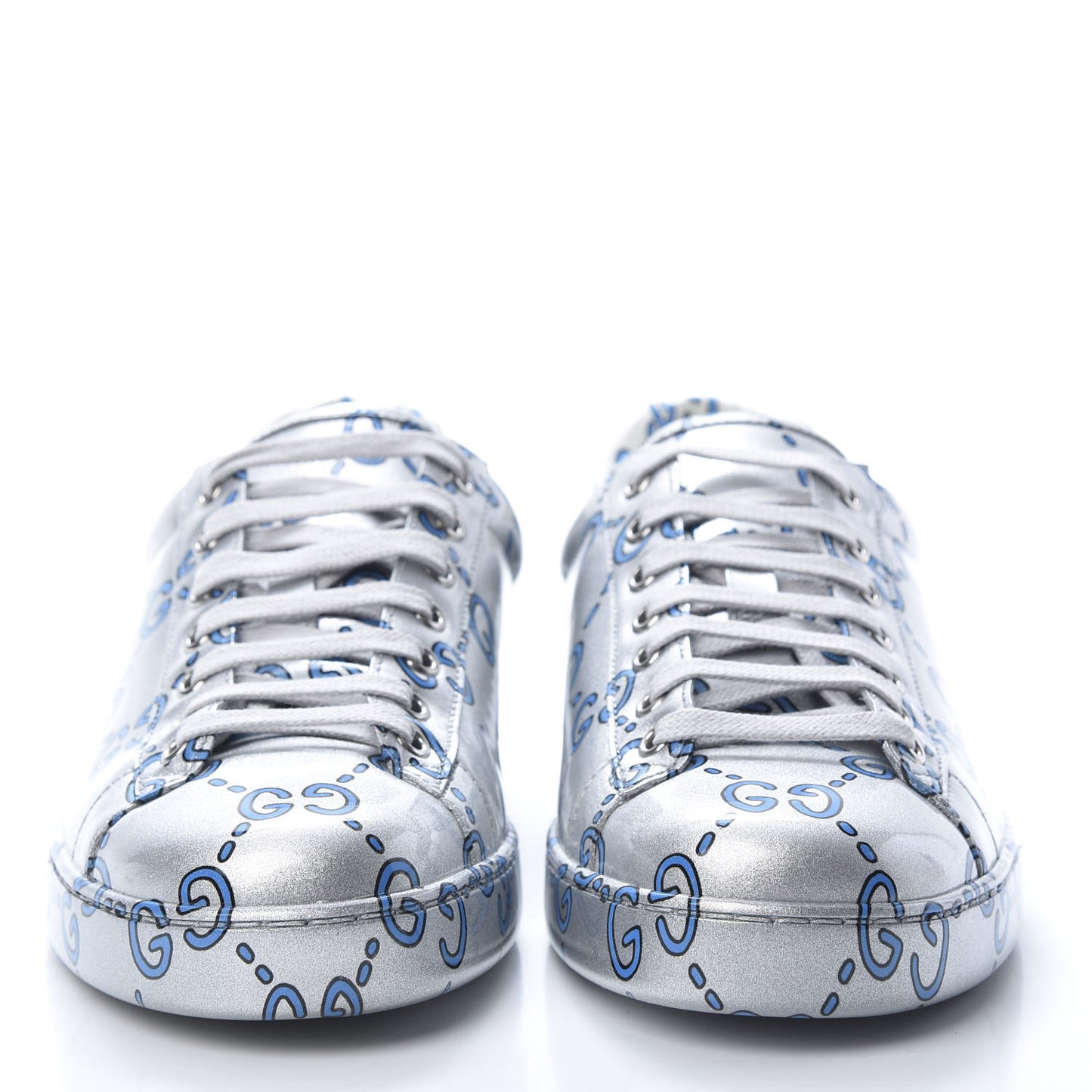 Miro Rubber Wax GucciGhost Print Mens New Ace Sneakers 9 Silver