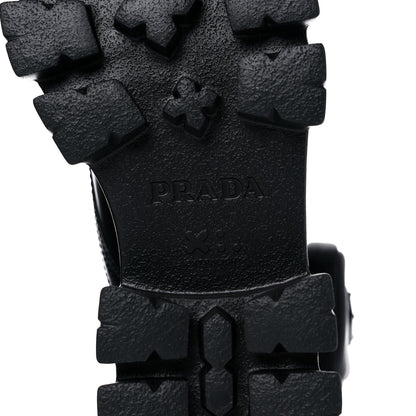 Prada Spazzolato Rois Re-Nylon Metal Triangle Logo Monolith Pouch Pocket 55mm Boots 38 Black 6 of 15