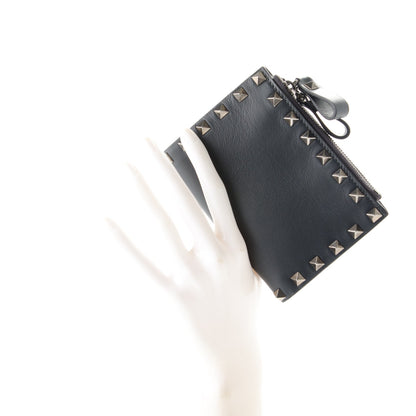 Valentino Garavani Calfskin Rockstud Card Holder with Zipper Dark Grey 2 of 8