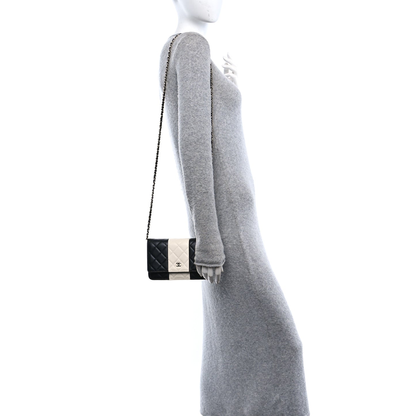 Lambskin Quilted Wallet On Chain WOC White Black
