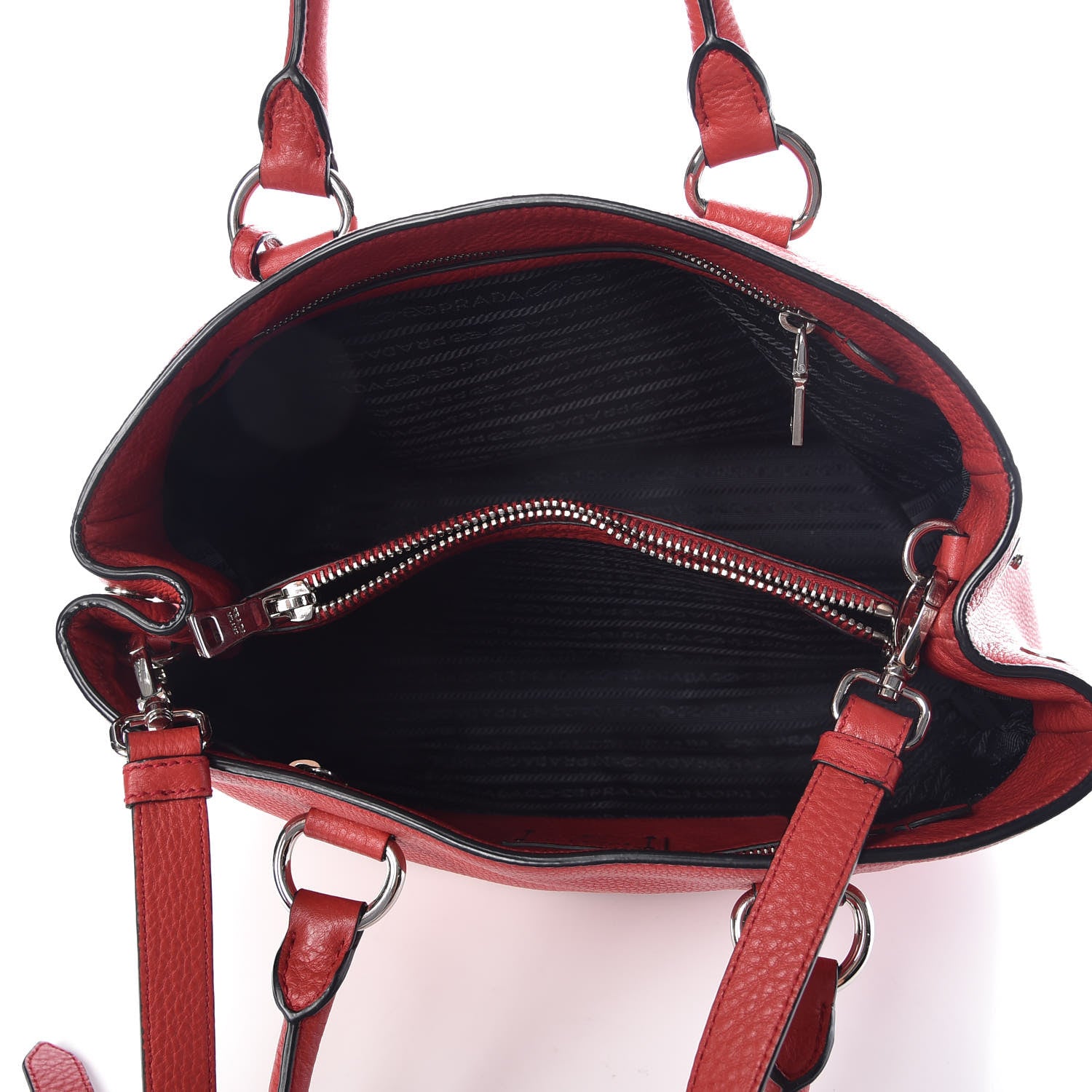 Prada Vitello Daino Tote Rosso 8 of 9