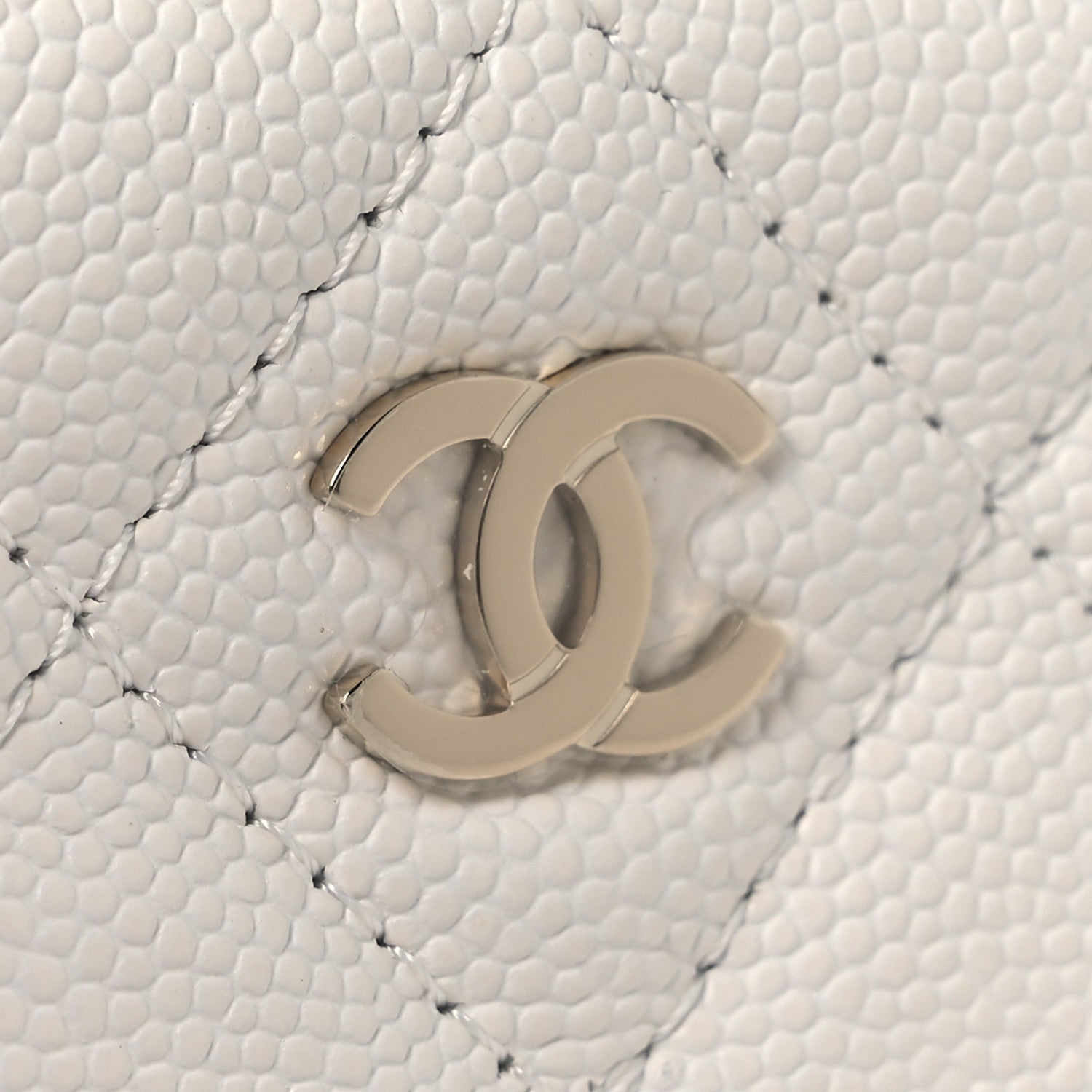 Chanel Caviar Quilted Zip Card Holder Wallet White 16 of 16