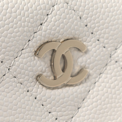 Chanel Caviar Quilted Zip Card Holder Wallet White 16 of 16