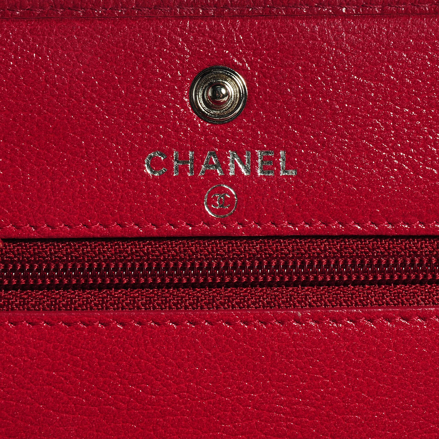 Chanel Calfskin Embossed Jacket Wallet On Chain WOC Red 6 of 9