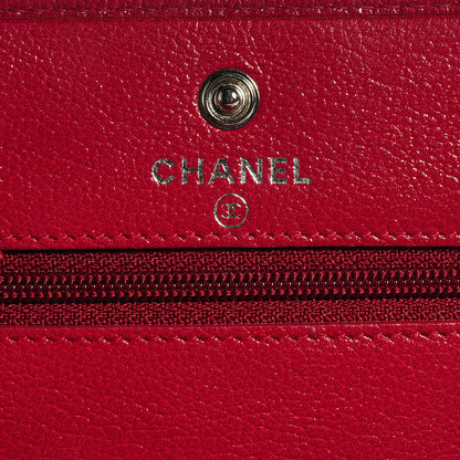 Chanel Calfskin Embossed Jacket Wallet On Chain WOC Red 6 of 9