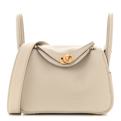 Hermes Taurillon Clemence Mini Lindy 20 Beton 1 of 11