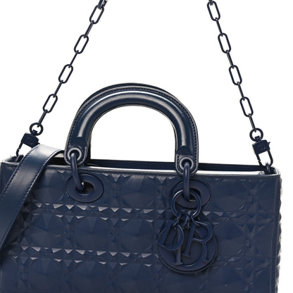 Christian Dior Calfskin Cannage Diamond Medium Lady D-Joy Navy Blue 7 of 9