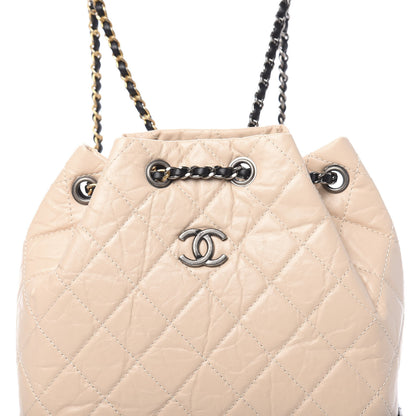 Chanel Aged Calfskin Quilted Small Gabrielle Backpack Beige Black 9 of 10