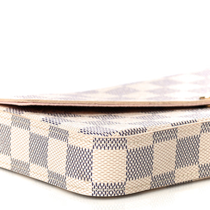 Louis Vuitton Damier Azur Pochette Felicie Chain Wallet Rose Ballerine 33 of 39