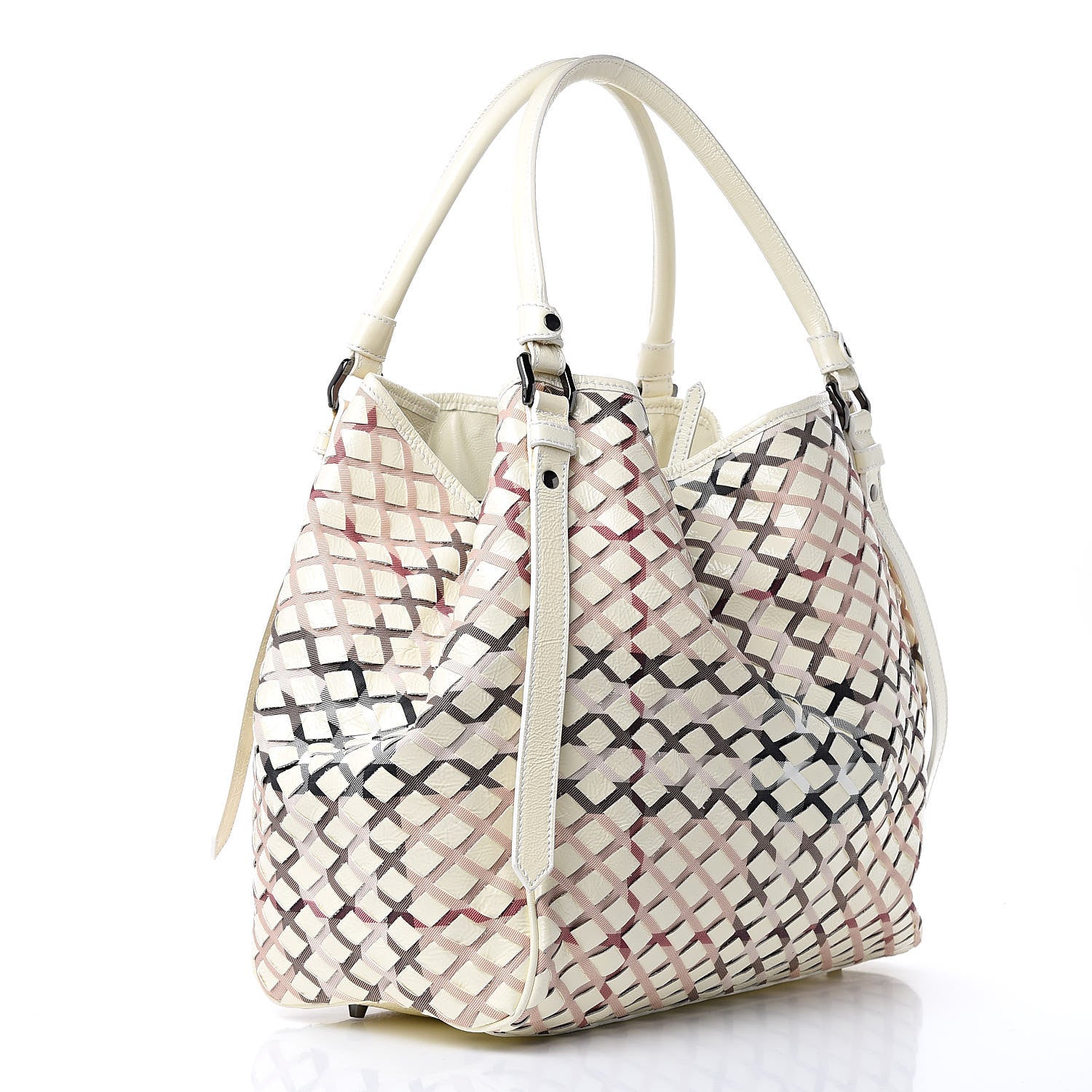 Burberry Patent Canvas Woven Nova Check Canterbury White 3 of 13