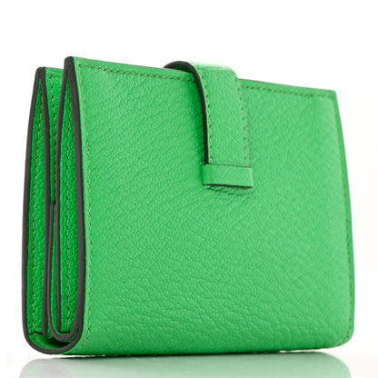 Hermes Chevre Mysore Mini Bearn Wallet Vert Comics 3 of 9